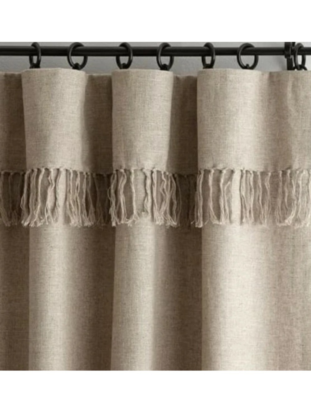 Pottery Barn Fringe Top Flax Tan Curtain Panel 50x84